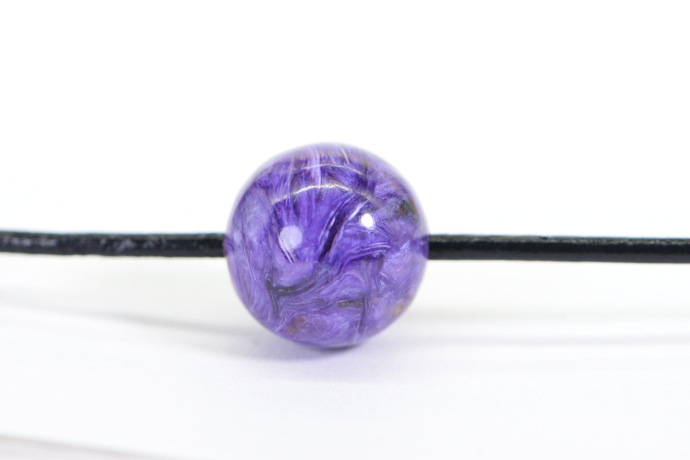 Russian Charoite 15.4mm Handmade Cut Large Hole Gemstone Sphere Ball  Round Beads Natural Gemstone Beads Luxury AAA Jewelry Making Supplies