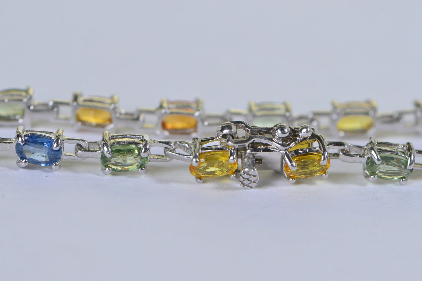 Multi-Color Sapphire Tennis Bracelet: Sterling Silver September Birthstone