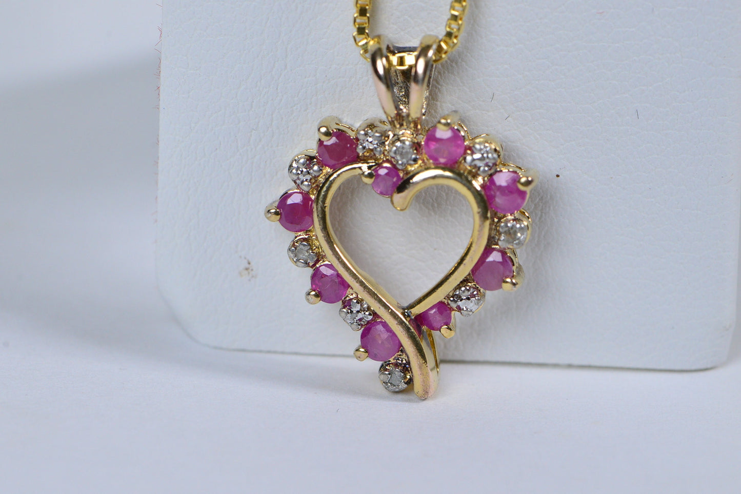 Ruby Heart Pendant: Diamond Accent, 14K Gold Over Sterling Silver