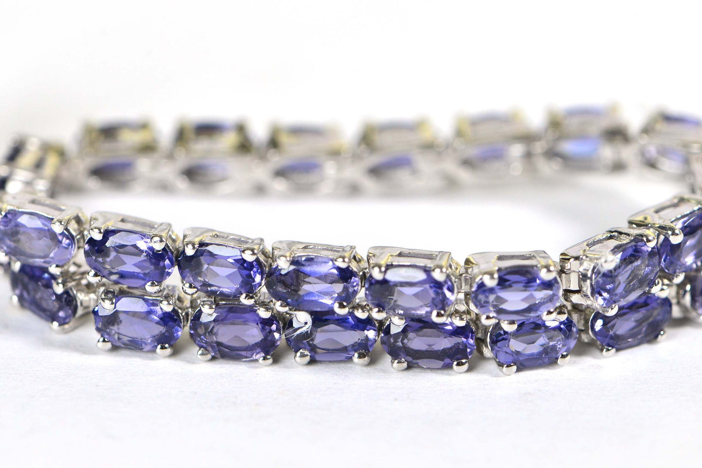 Vintage Tanzanite Sterling Silver Tennis Bracelet, December Birthstone