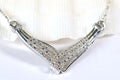 Natural Diamond Necklace V Shape Bar Sterling Silver Choker Gift for Wife