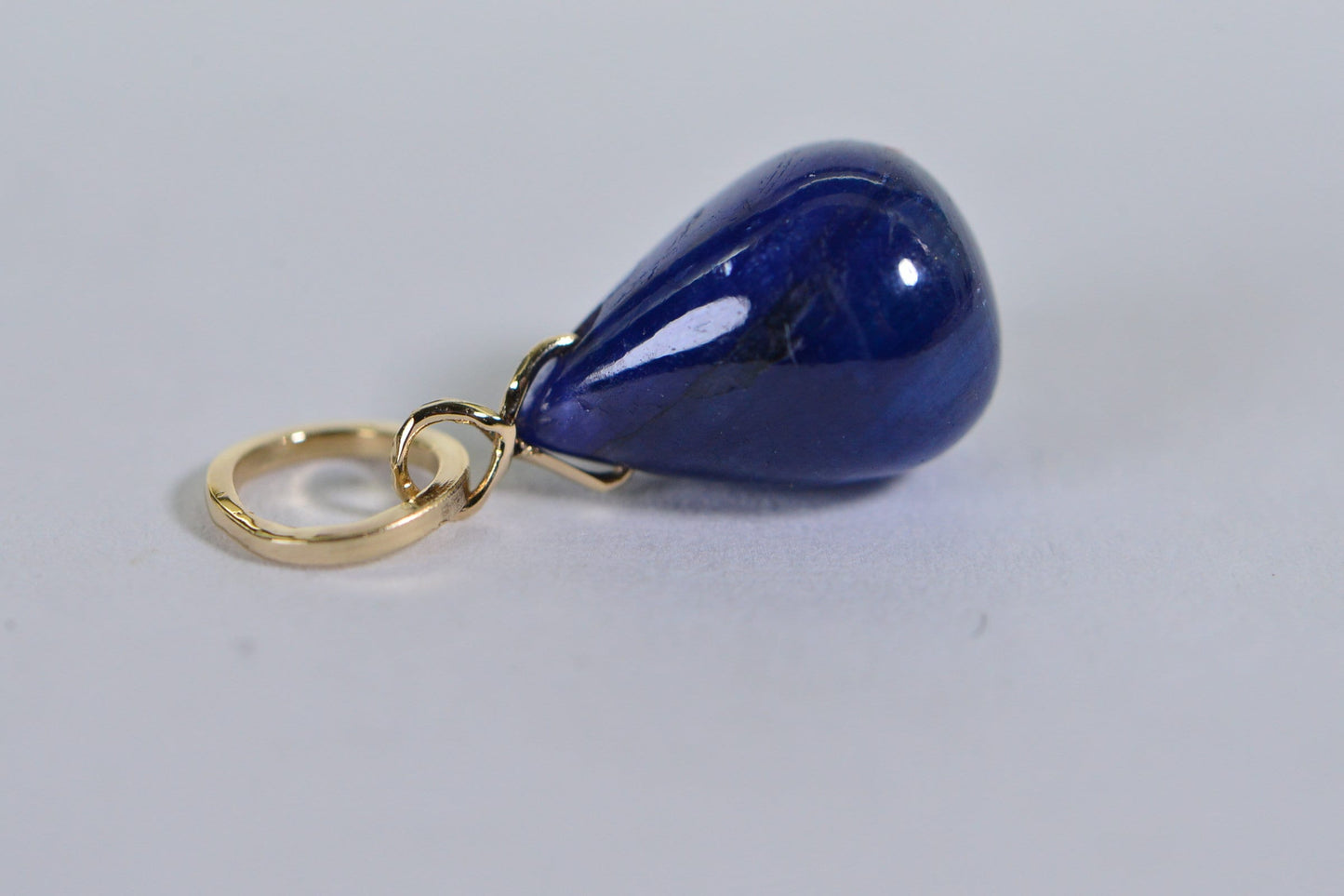 Natural Sapphire 14K Solid Gold Pendant - Wire Wrapped Birthstone Charm