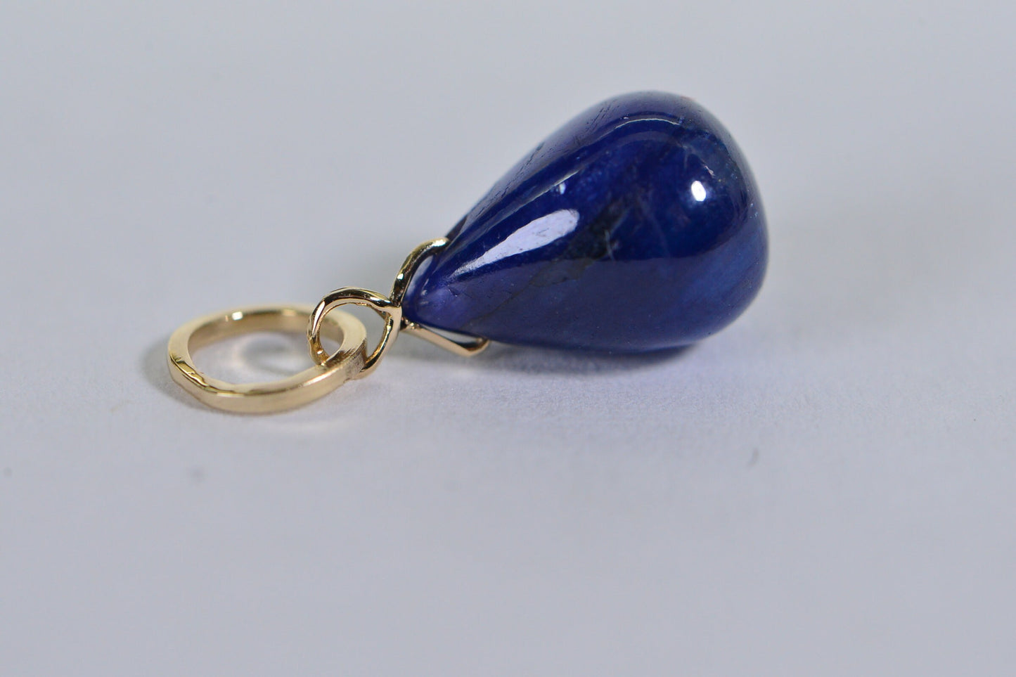 Natural Sapphire 14K Solid Gold Pendant - Wire Wrapped Birthstone Charm