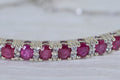 Natural Ruby Tennis Bracelet: Sterling Silver, CZ Diamond, Bolo Style