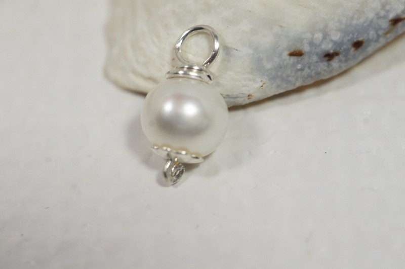 Freshwater Pearl Pendant Wire Wrapped Pearl  Add Dangle Charm