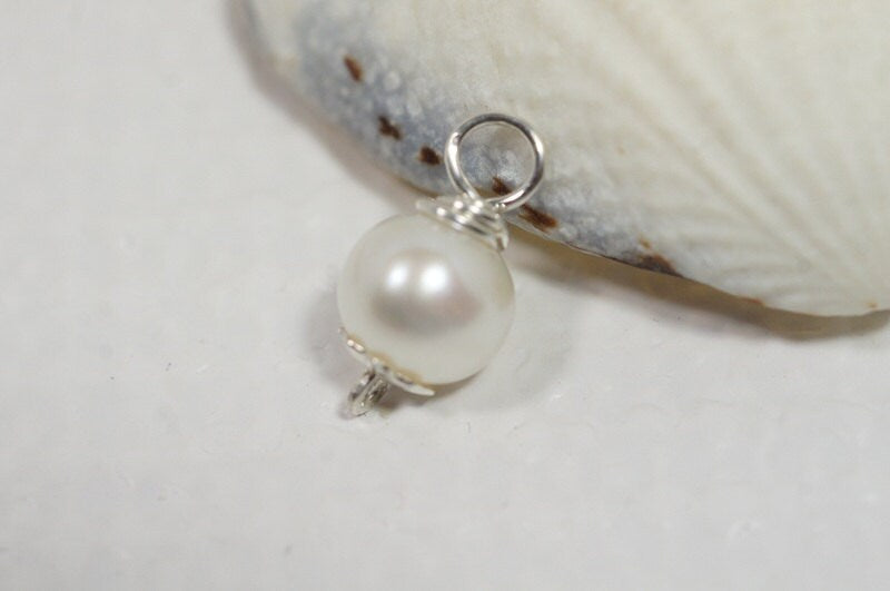 Freshwater Pearl Pendant Wire Wrapped Pearl  Add Dangle Charm