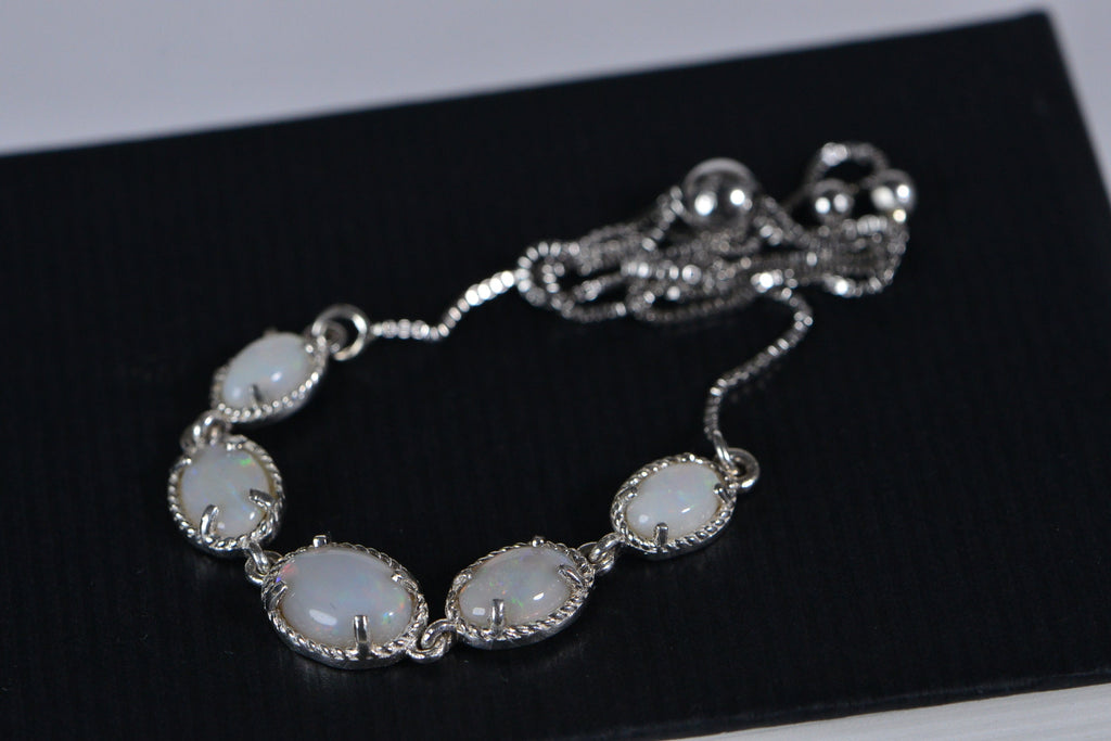 Australian Opal Bracelet: Sterling Silver Bolo, Genuine Gemstone