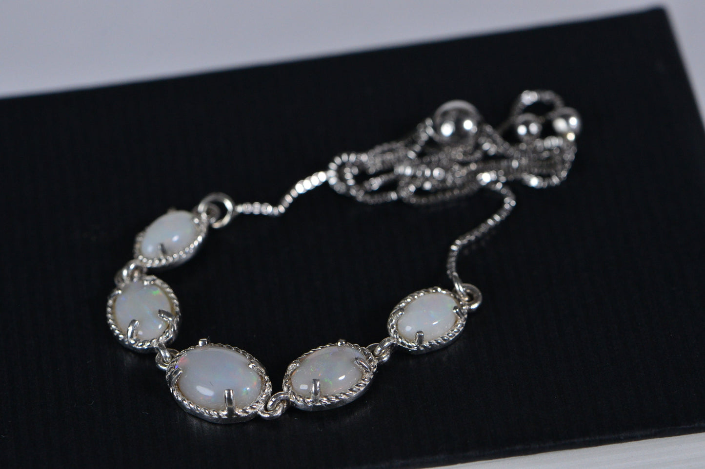 Australian Opal Bracelet: Sterling Silver Bolo, Genuine Gemstone