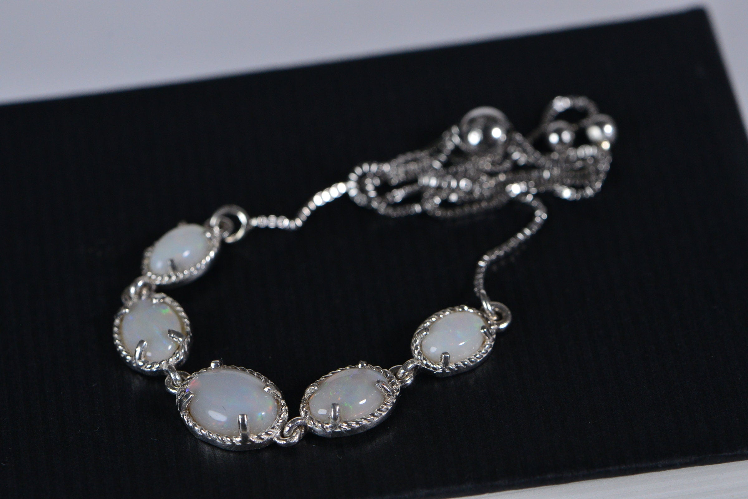 Australian Opal Bracelet: Sterling Silver Bolo, Genuine Gemstone