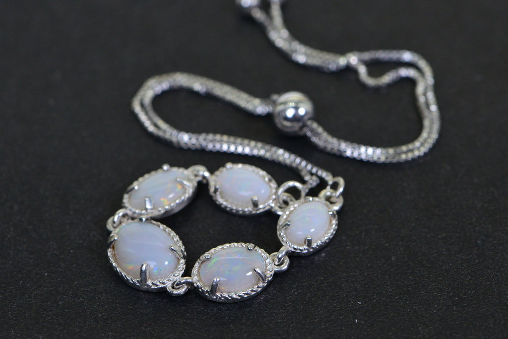 Australian Opal Bracelet: Sterling Silver Bolo, Genuine Gemstone