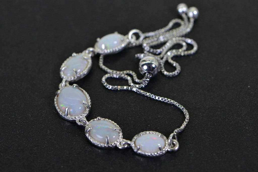 Australian Opal Bracelet: Sterling Silver Bolo, Genuine Gemstone