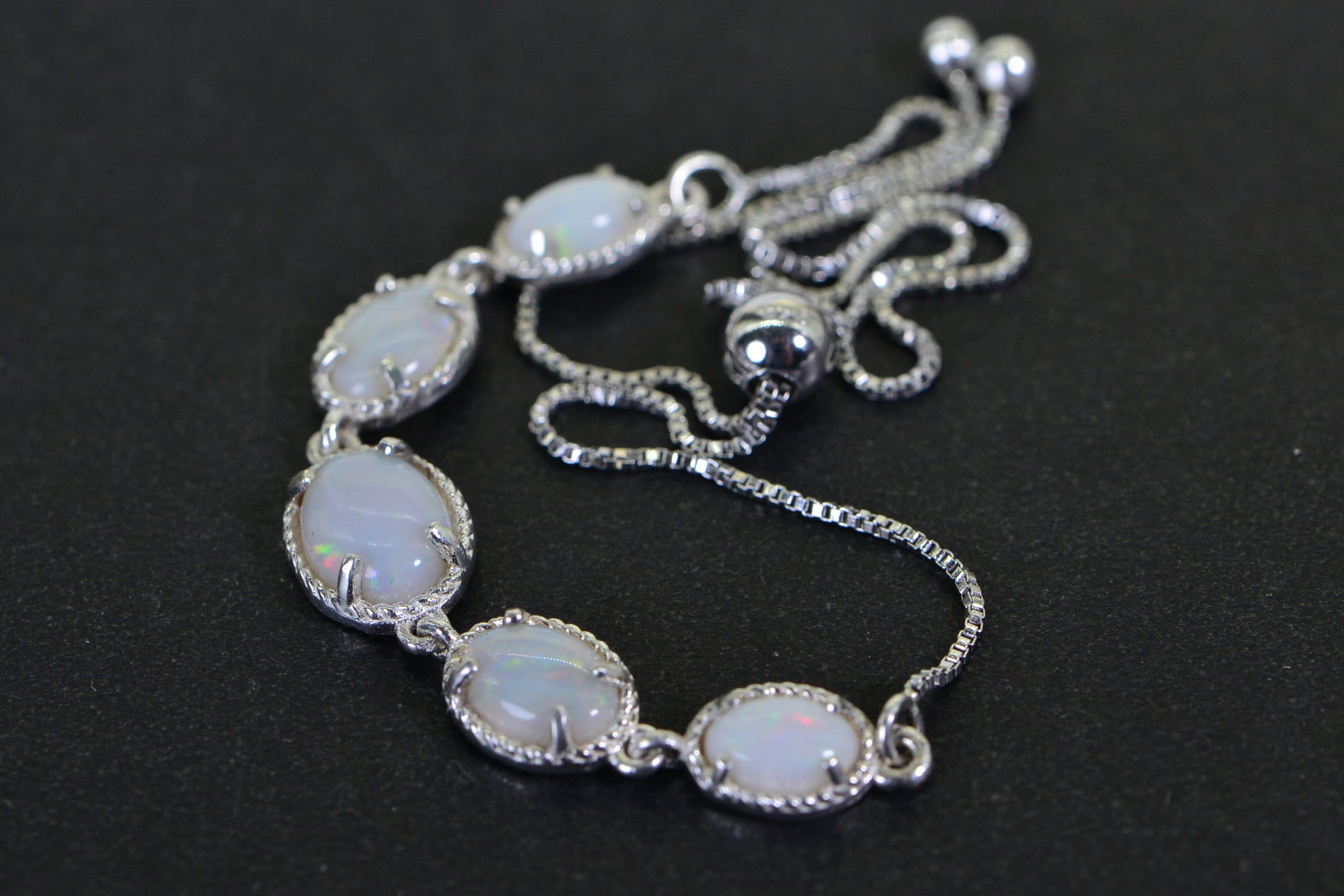 Australian Opal Bracelet: Sterling Silver Bolo, Genuine Gemstone