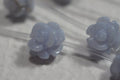 Blue Lace Agate Carved Rose Beads: 10mm Gemstone Beads (2)