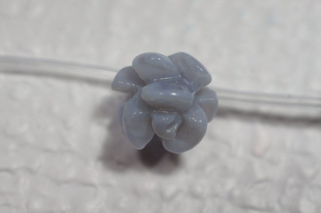Blue Lace Agate Carved Rose Beads: 10mm Gemstone Beads (2)