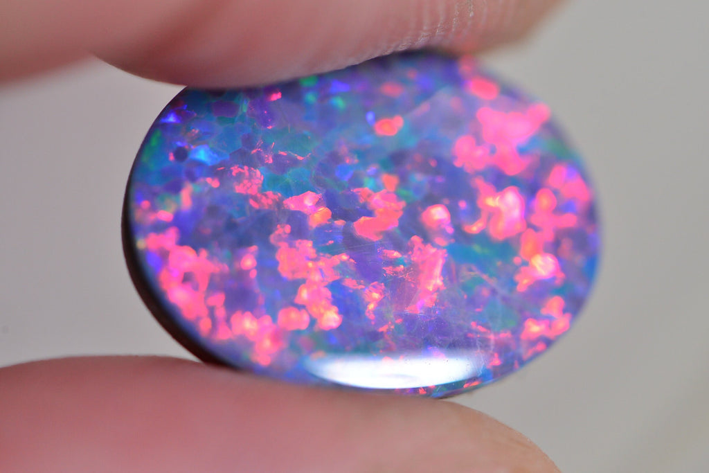 Australian Black Opal Doublet 17X12mm Oval Cabochon 4.9CT
