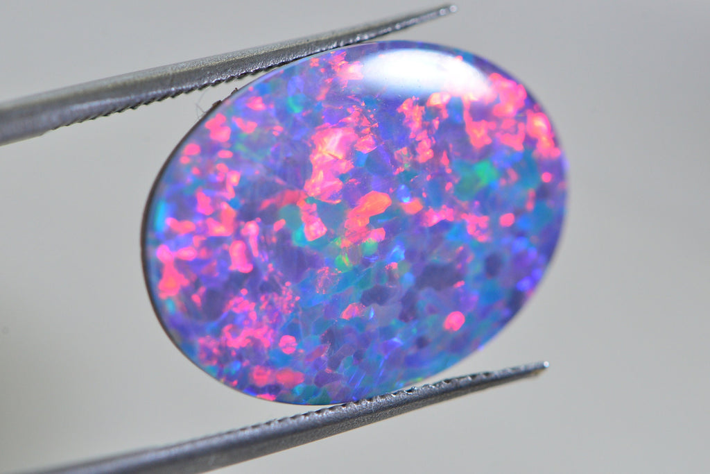Australian Black Opal Doublet 17X12mm Oval Cabochon 4.9CT