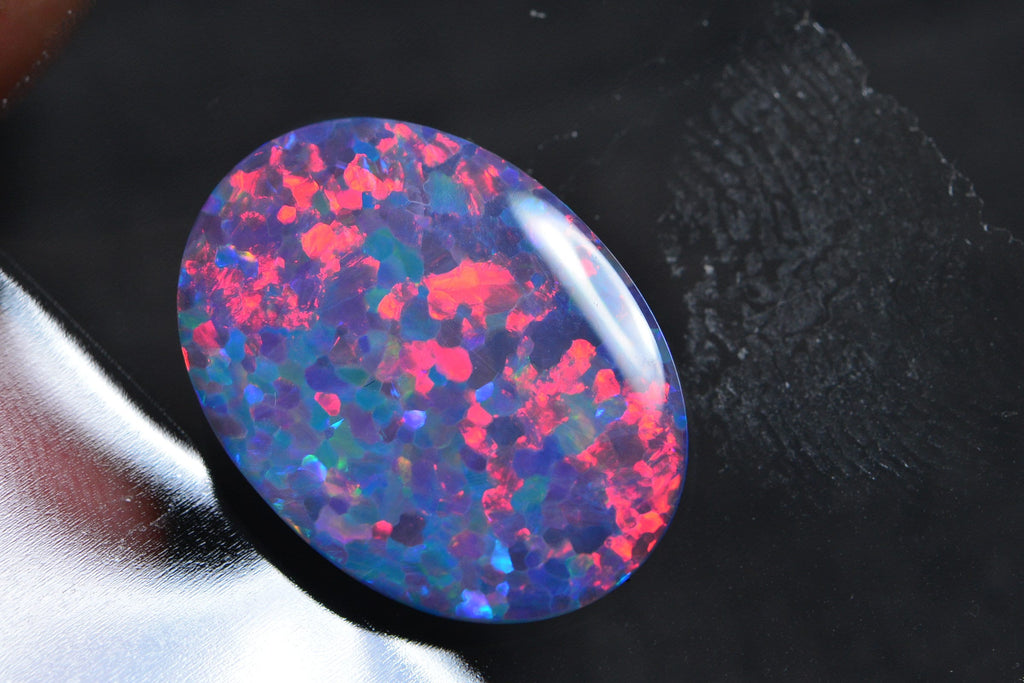 Australian Black Opal Doublet 17X12mm Oval Cabochon 4.9CT