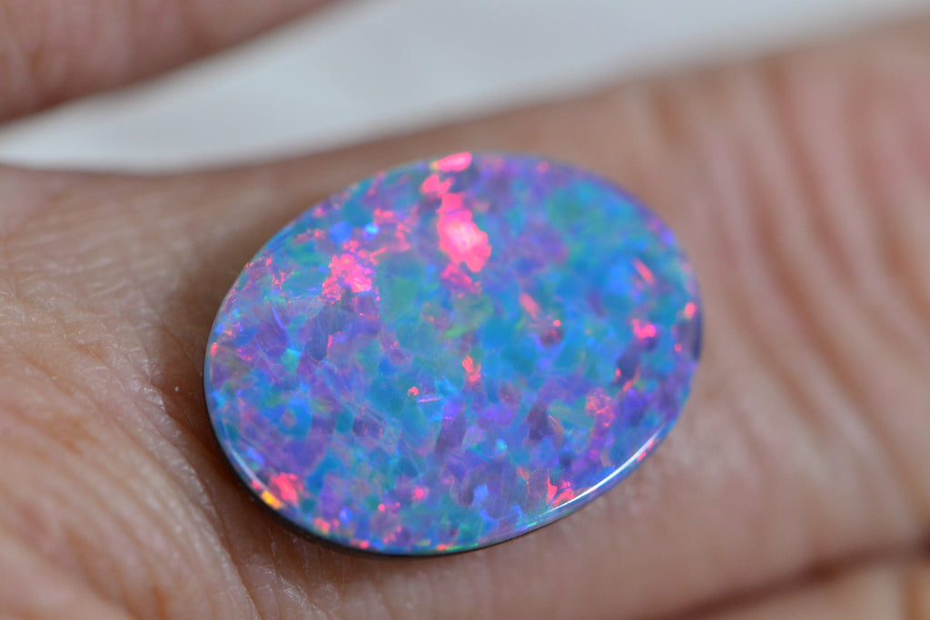 Australian Black Opal Doublet 17X12mm Oval Cabochon 4.9CT