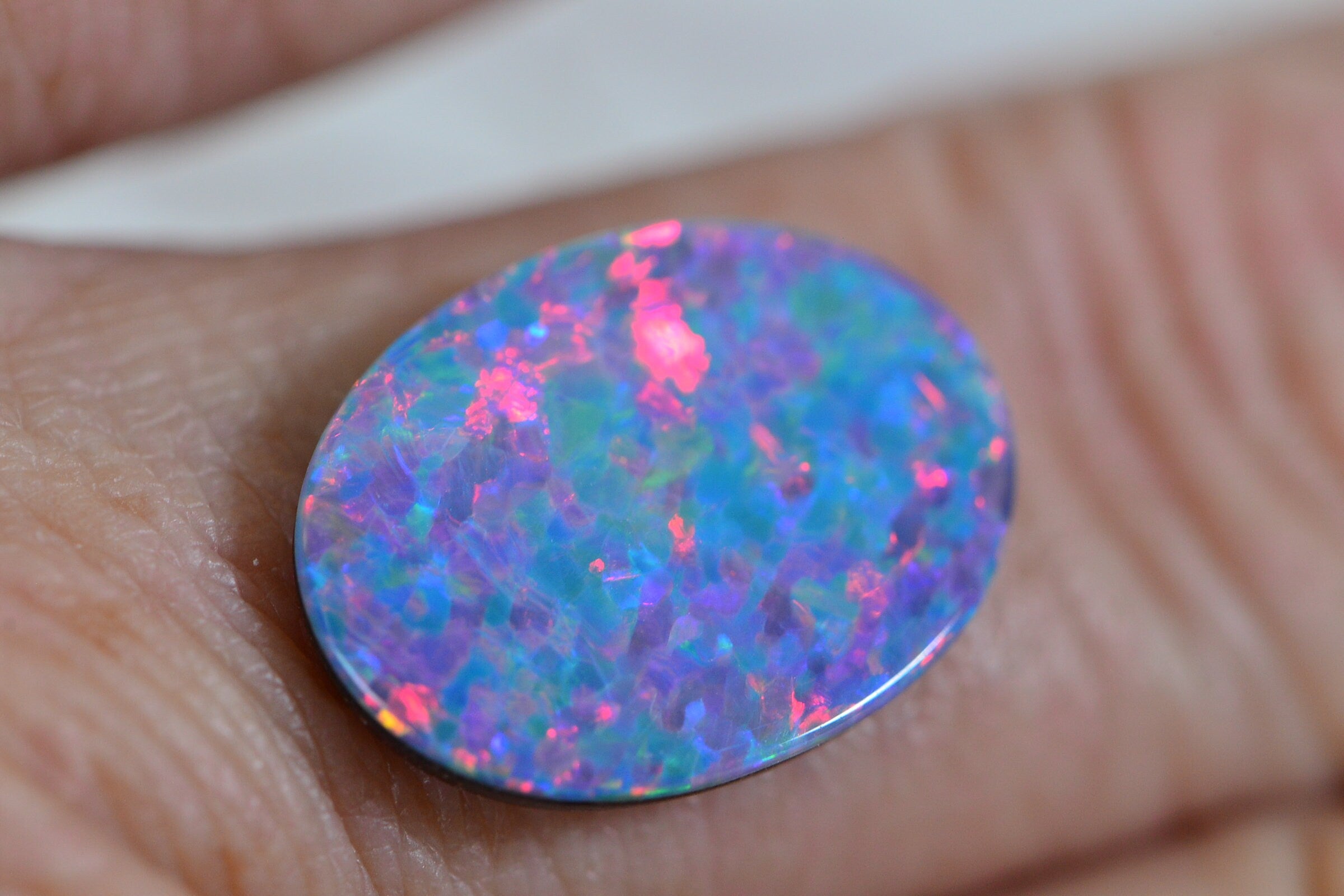 Australian Black Opal Doublet 17X12mm Oval Cabochon 4.9CT