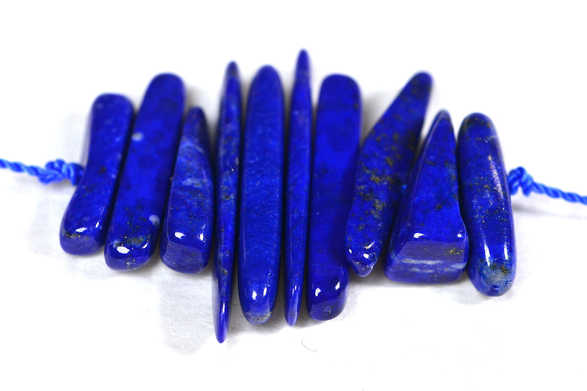 Lapis Lazuli Stick Beads: Deep Blue Gemstone Pendants