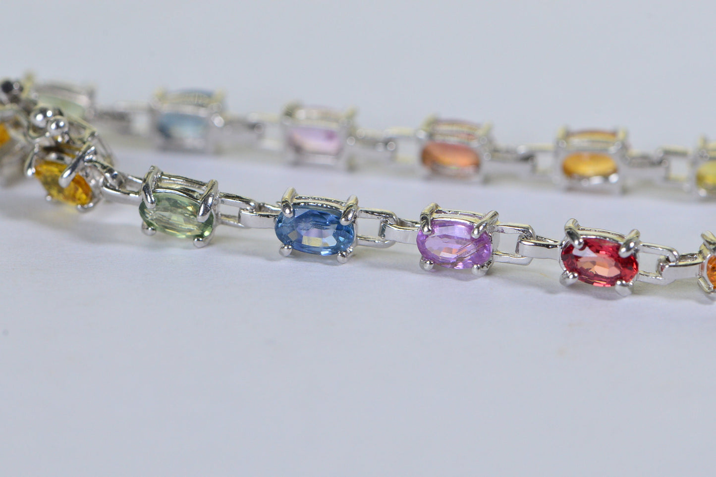 Multi-Color Sapphire Tennis Bracelet: Sterling Silver September Birthstone
