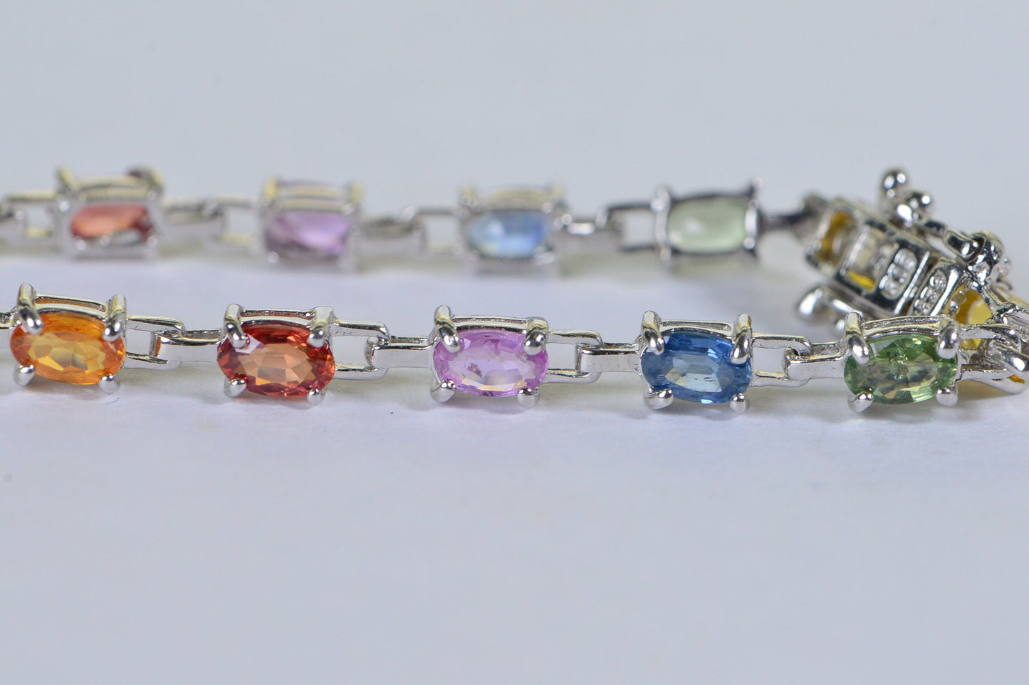 Multi-Color Sapphire Tennis Bracelet: Sterling Silver September Birthstone