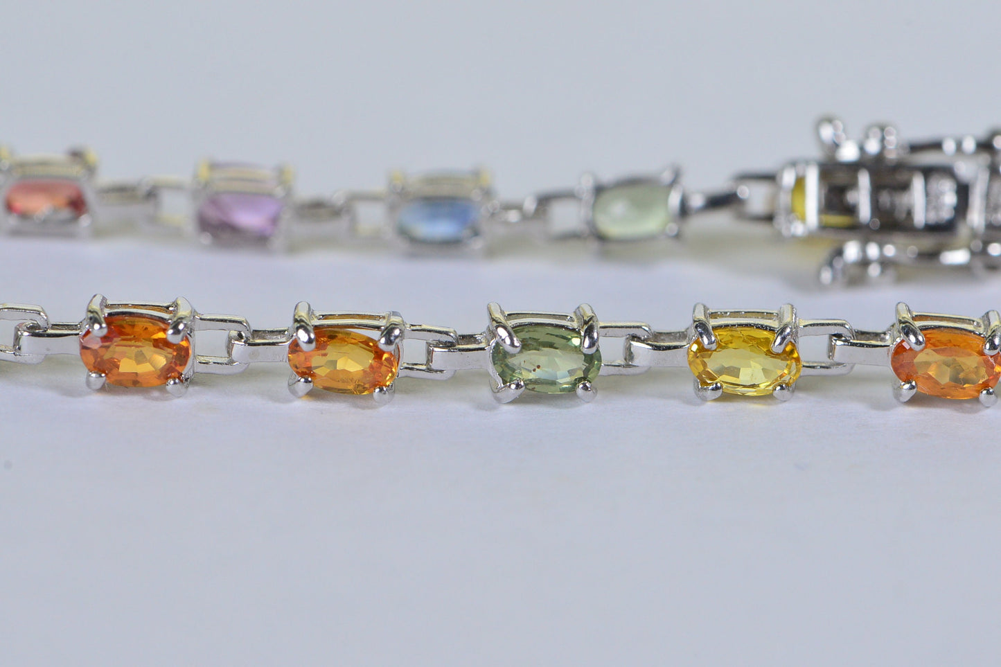 Multi-Color Sapphire Tennis Bracelet: Sterling Silver September Birthstone