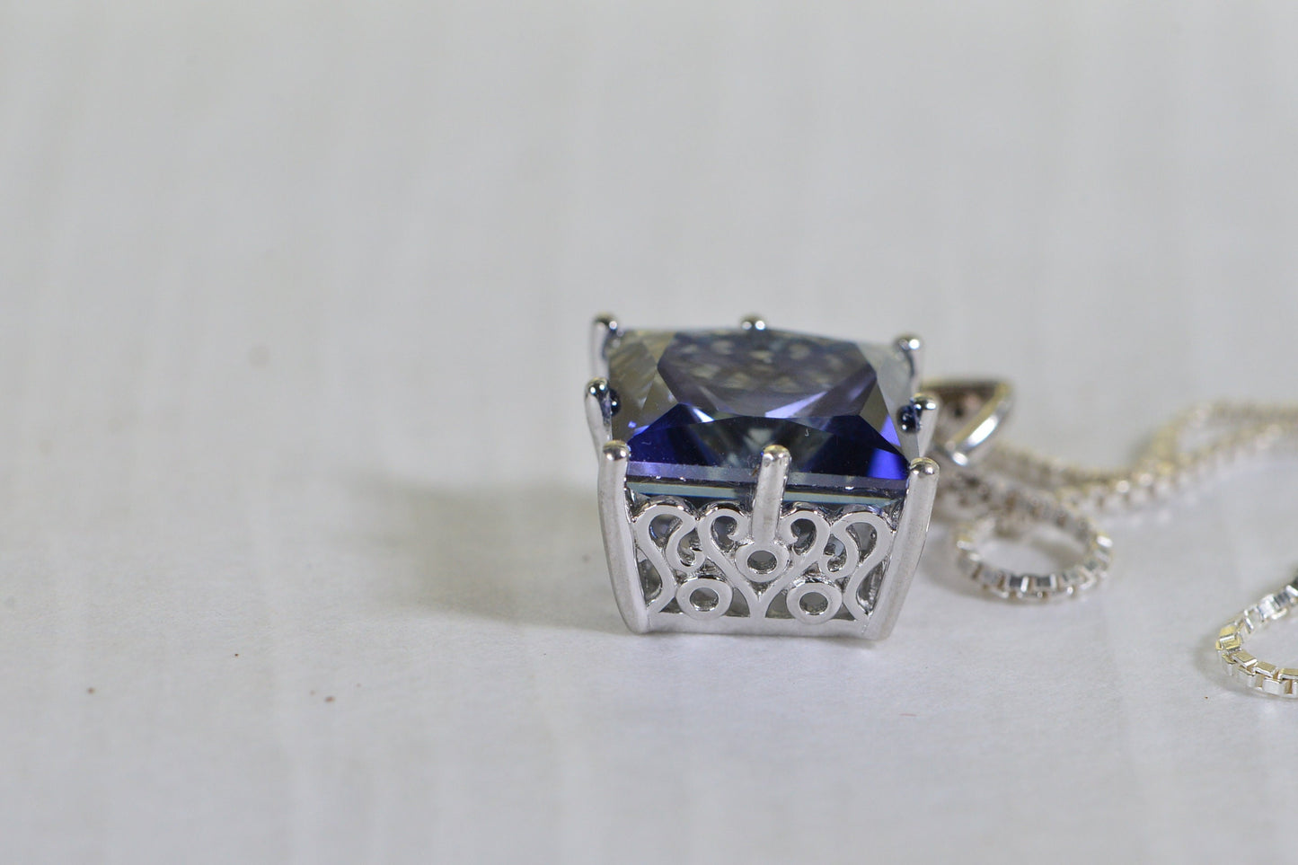 Brazil Amethyst Large Cushion  Pendant Rhodium over Sterling Silver Birthstone February