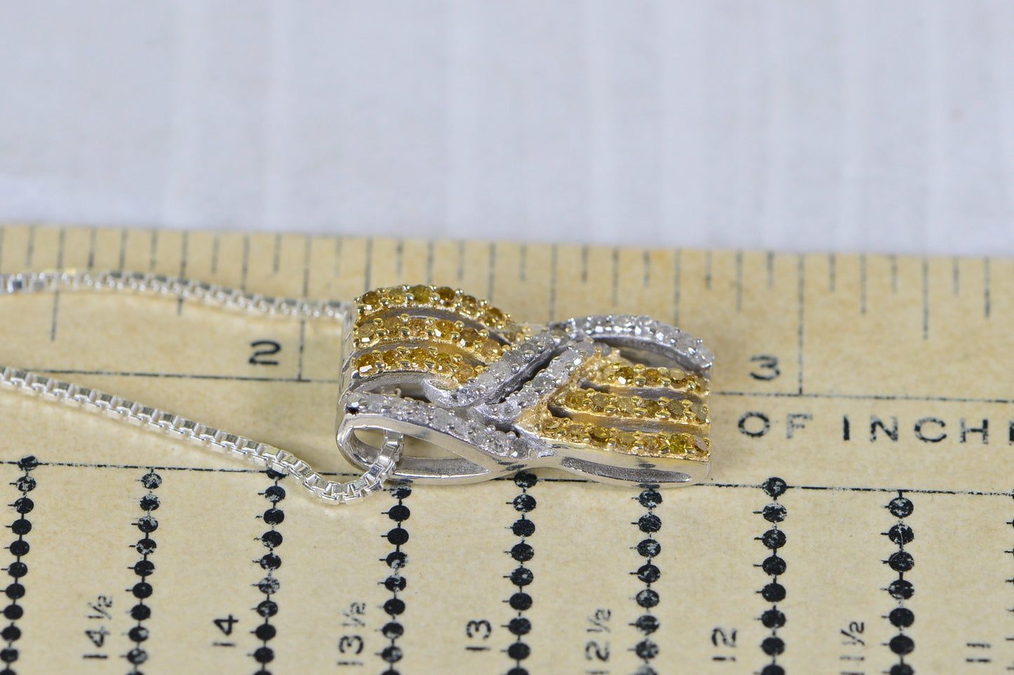 Vintage Diamond Pendant: Sterling Silver Multi-Row Necklace, 0.66 ct