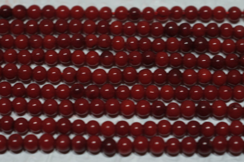Cranberry Red Coral Round Beads 6mm - 16" Strand