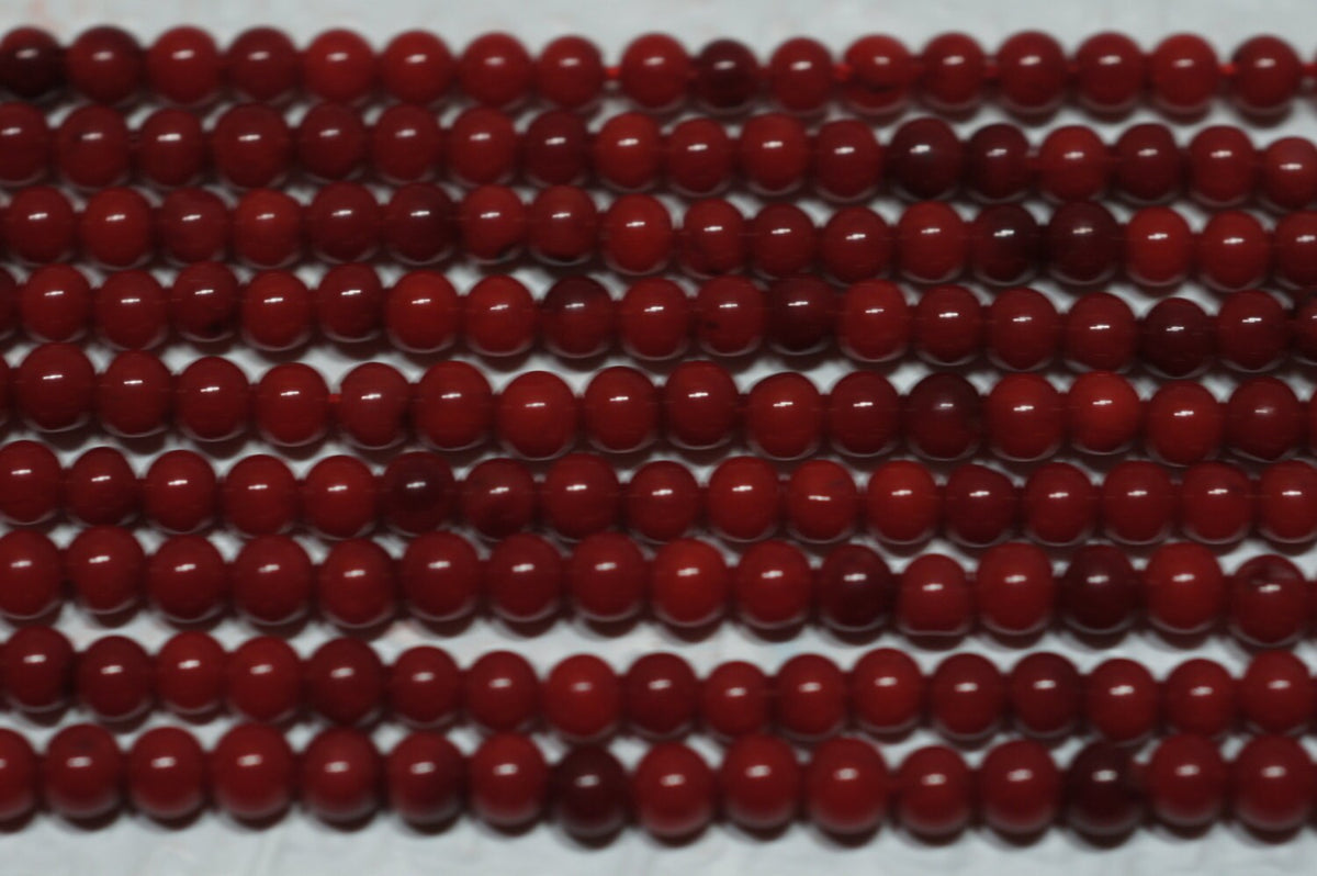 Cranberry Red Coral Round Beads 6mm - 16" Strand