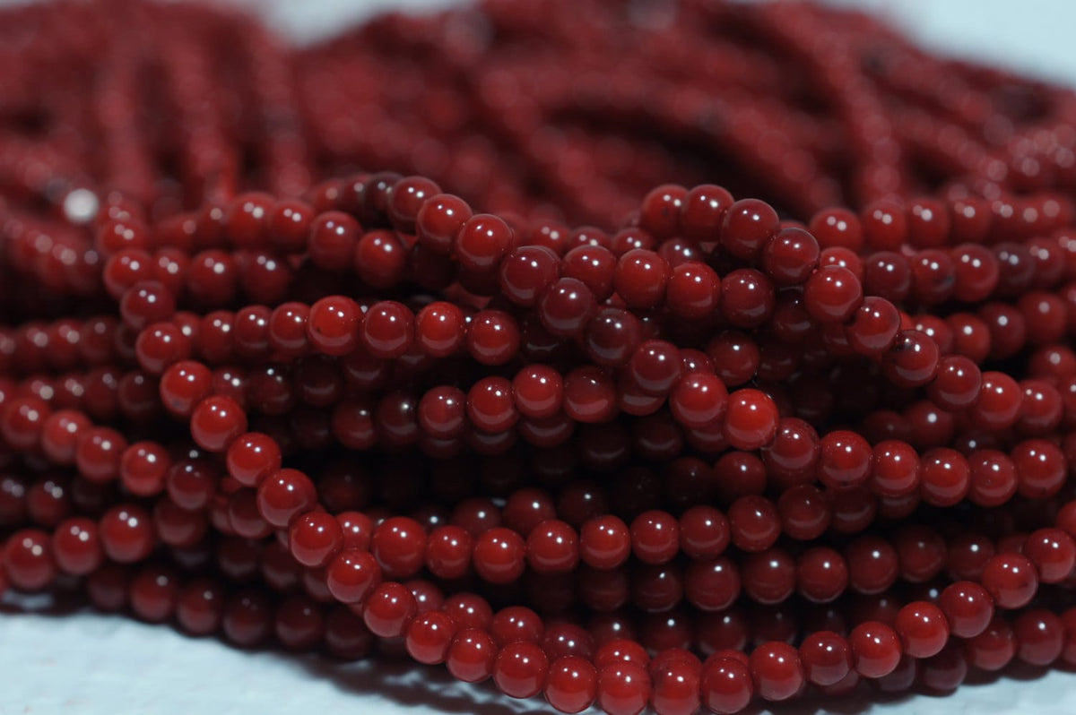 Cranberry Red Coral Round Beads 6mm - 16" Strand