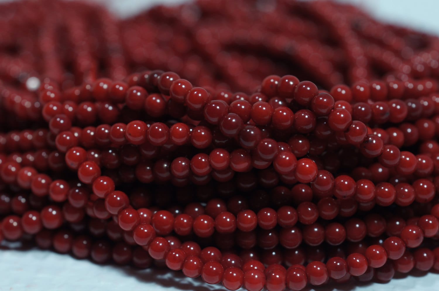Cranberry Red Coral Round Beads 6mm - 16" Strand