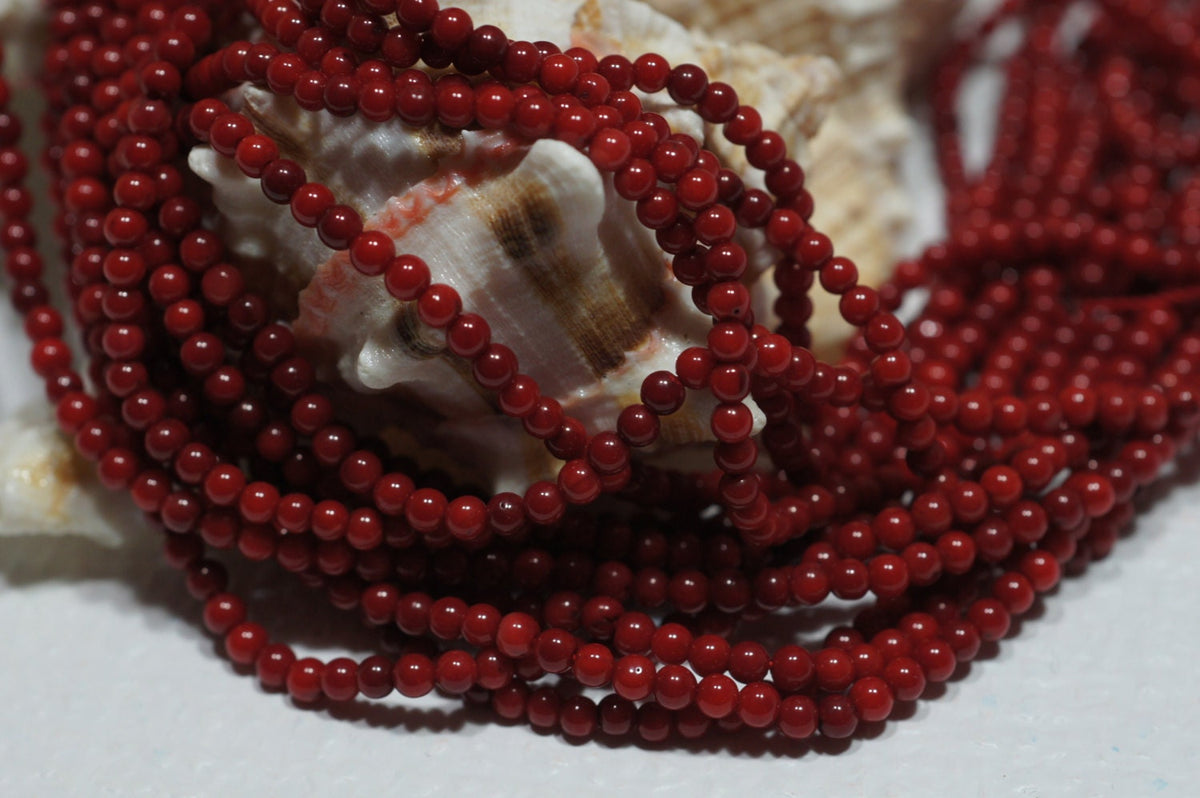 Cranberry Red Coral Round Beads 6mm - 16" Strand