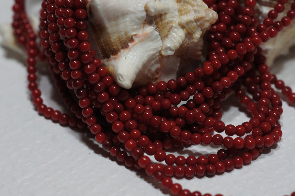 Cranberry Red Coral Round Beads 6mm - 16" Strand