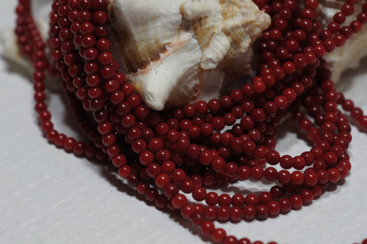 Cranberry Red Coral Round Beads 6mm - 16" Strand
