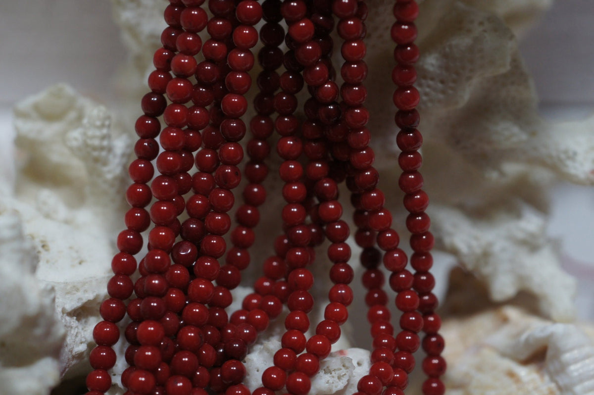 Cranberry Red Coral Round Beads 6mm - 16" Strand