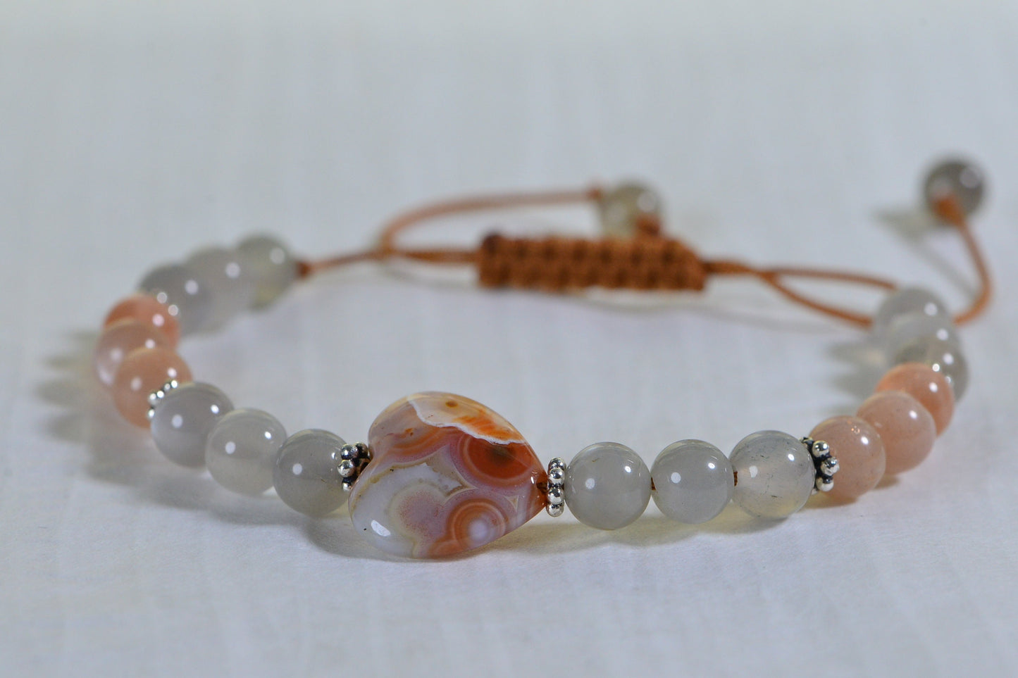 Heart Ocean Jasper & Moonstone Bracelet - Sterling Silver Accents