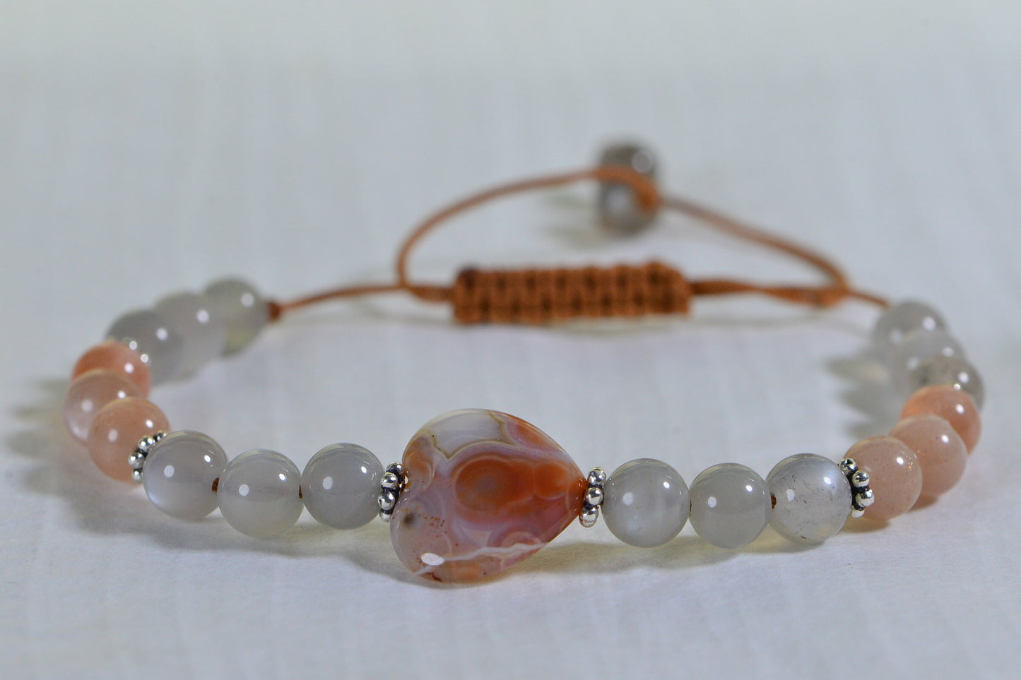 Heart Ocean Jasper & Moonstone Bracelet - Sterling Silver Accents