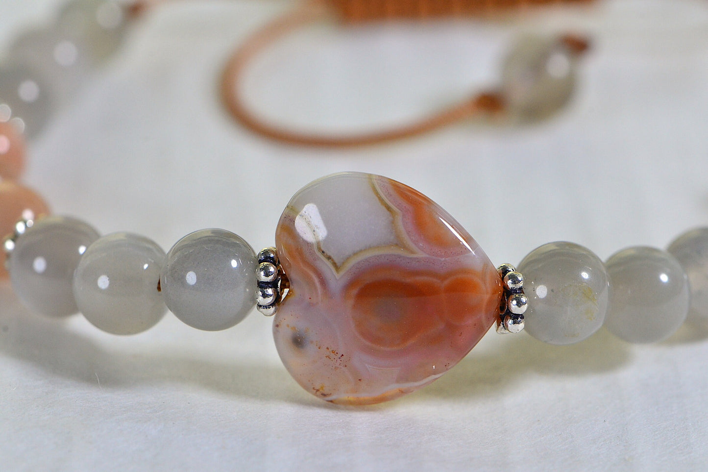Heart Ocean Jasper & Moonstone Bracelet - Sterling Silver Accents