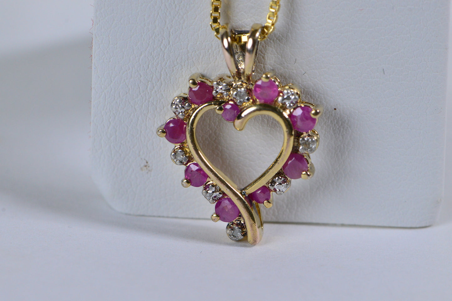 Ruby Heart Pendant: Diamond Accent, 14K Gold Over Sterling Silver