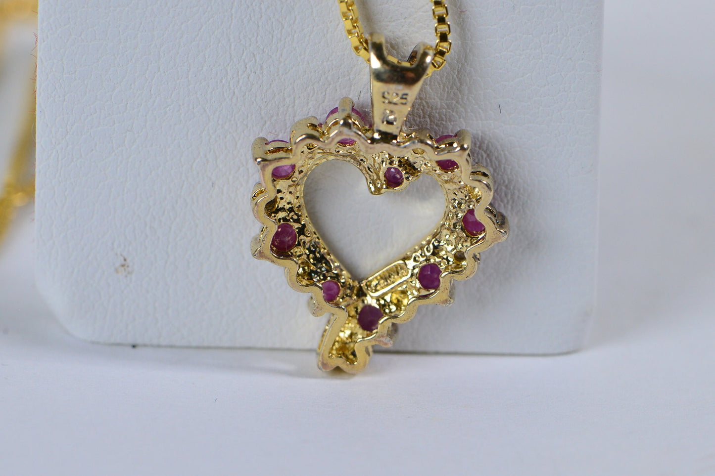 Ruby Heart Pendant: Diamond Accent, 14K Gold Over Sterling Silver