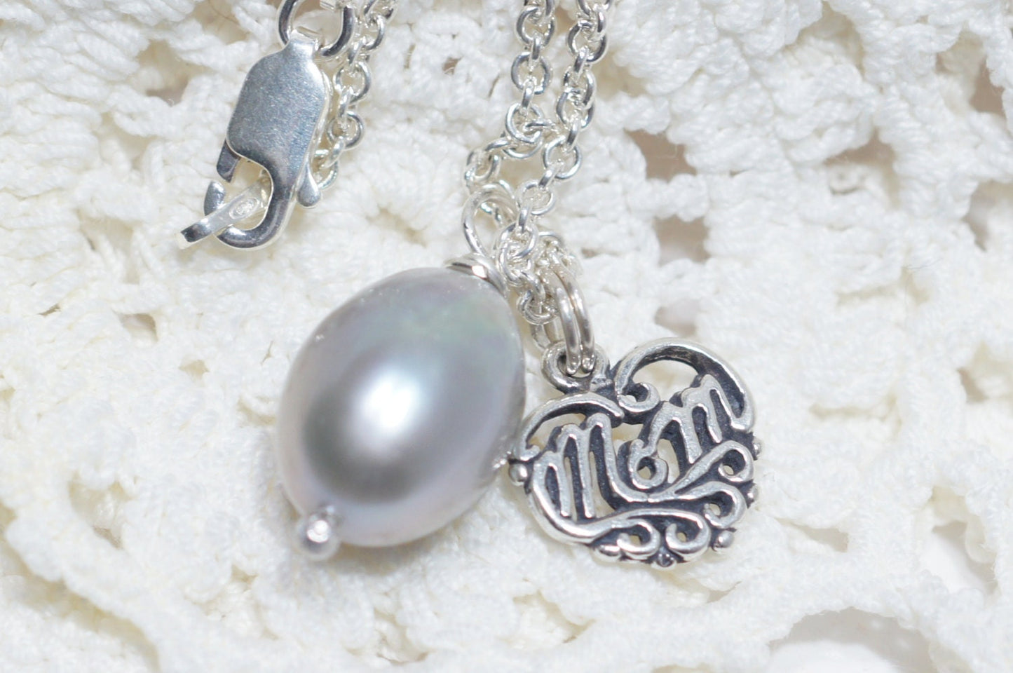 Mother Gift Personalized Heart Baroque Pearl Pendant/ Simple Pearl Necklace Gemstone Jewelry