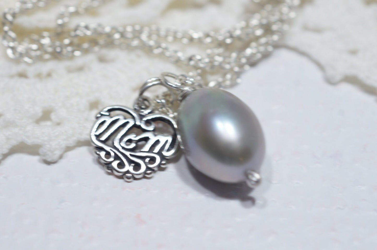 Mother Gift Personalized Heart Baroque Pearl Pendant/ Simple Pearl Necklace Gemstone Jewelry