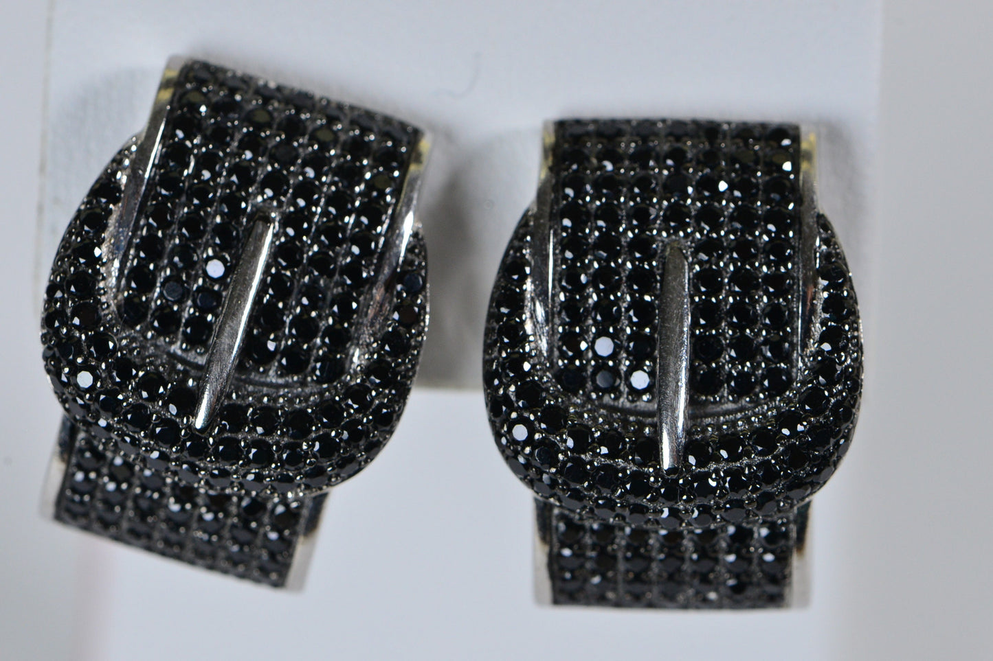 Black Tourmaline Sterling Silver Belt Buckle Hoop Earrings