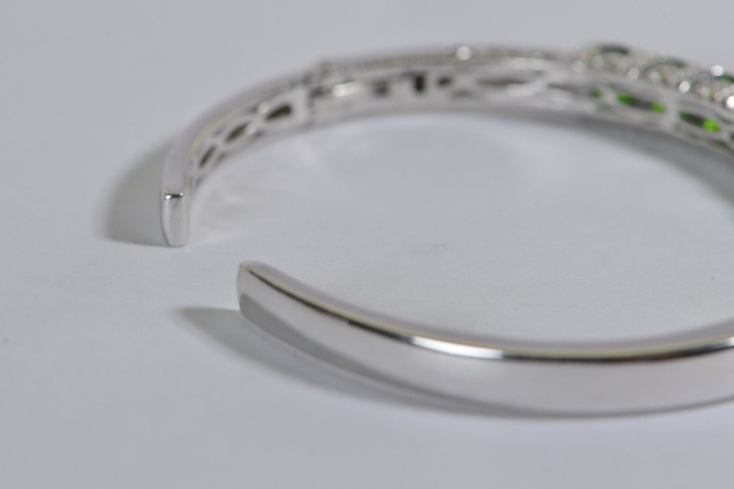 Vintage Chrome Diopside Bangle: Sterling Silver Green Gemstone Bracelet