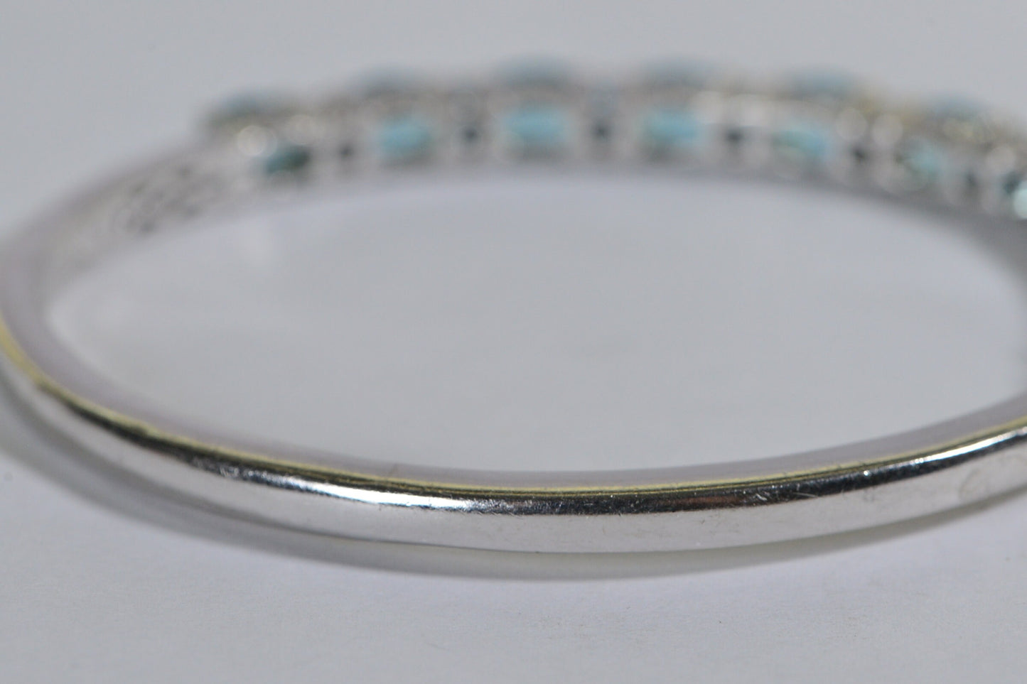 Vintage Apatite Bangle Bracelet: Neon Blue Sterling Silver Cuff