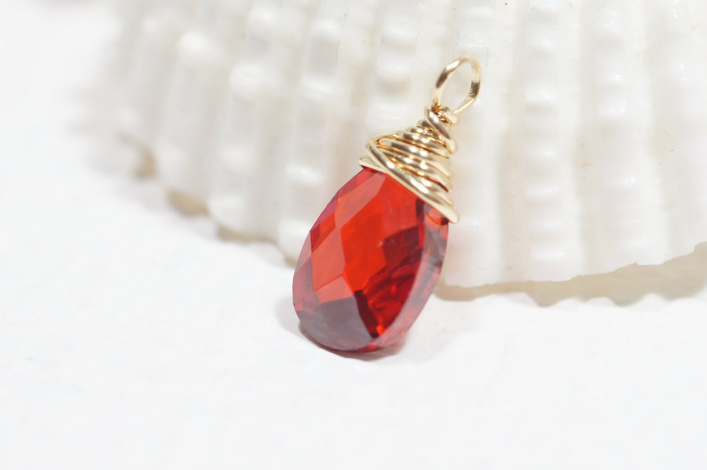 Wire Wrapped Gemstone Drop Pendant Cubic Zirconia Add Dangle
