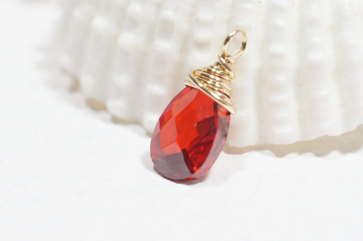 Wire Wrapped Gemstone Drop Pendant Cubic Zirconia Add Dangle