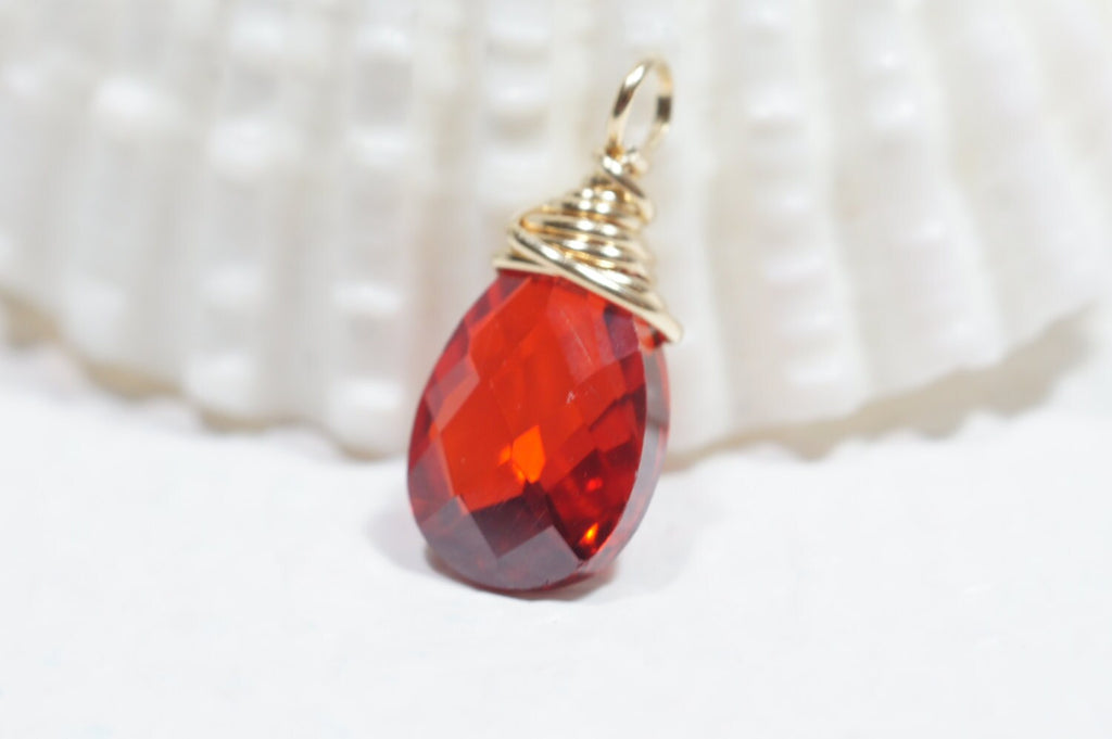 Wire Wrapped Gemstone Drop Pendant Cubic Zirconia Add Dangle